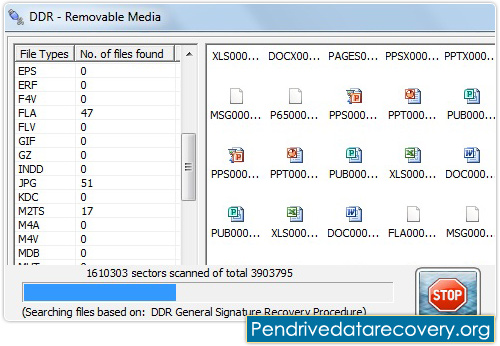 Removable media data recovery software screenshot
