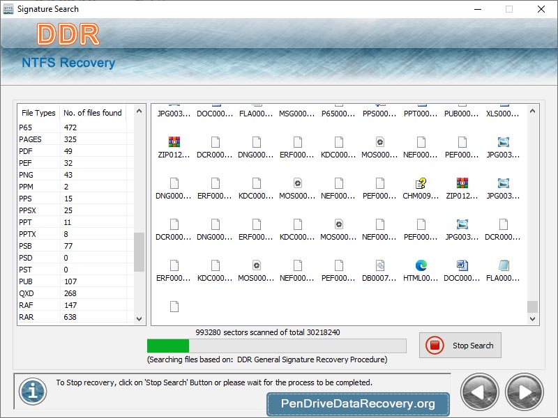 Screenshot of NTFS Files Recovery Software
