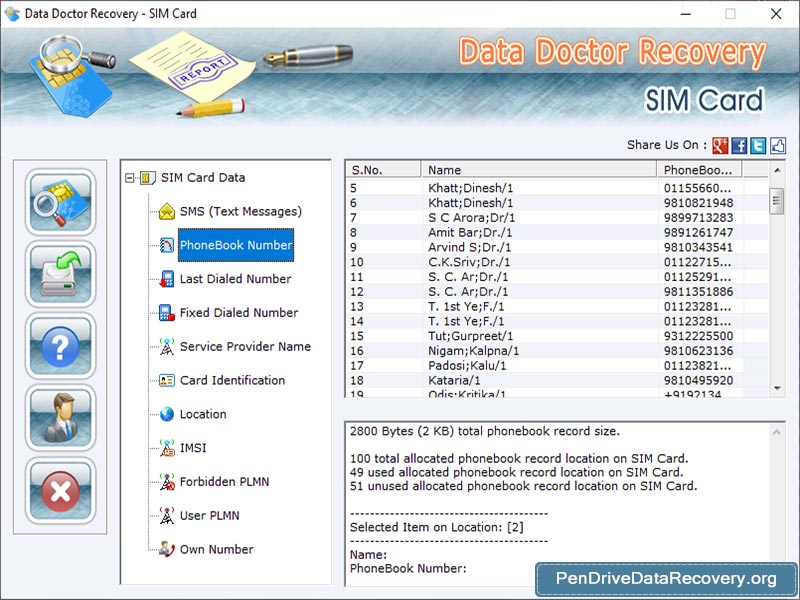 Sim Card SMS Recovery Software screenshot