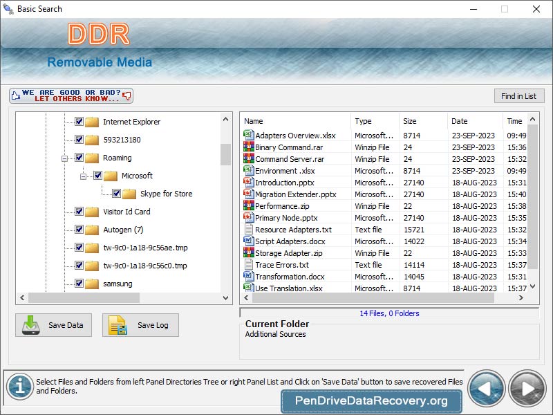 Screenshot of Pen Drive Data Recovery Utility 5.3.1.2