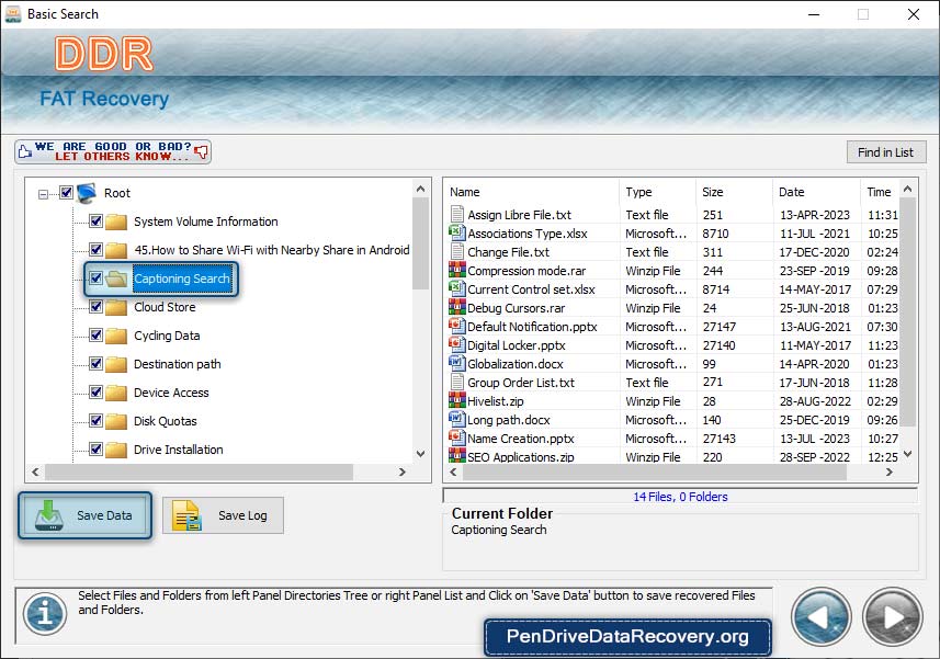 FAT Data Recovery Software Screenshot