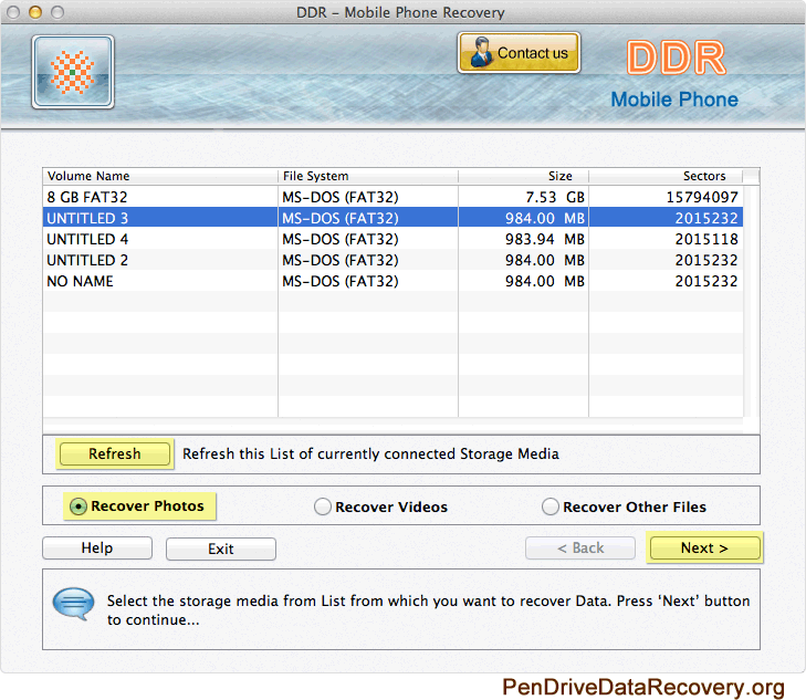 Mac Mobile Phone Data Recovery Software Screenshot