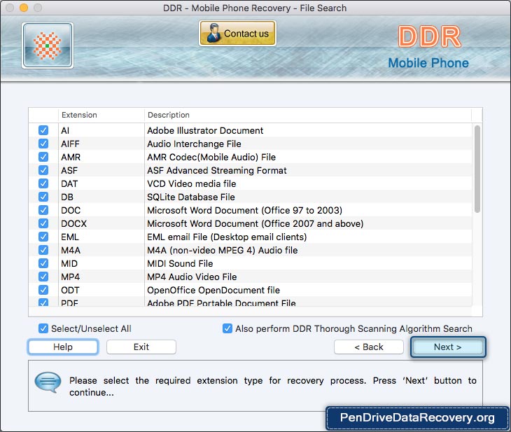 Mac Mobile Phone Data Recovery Software Screenshot