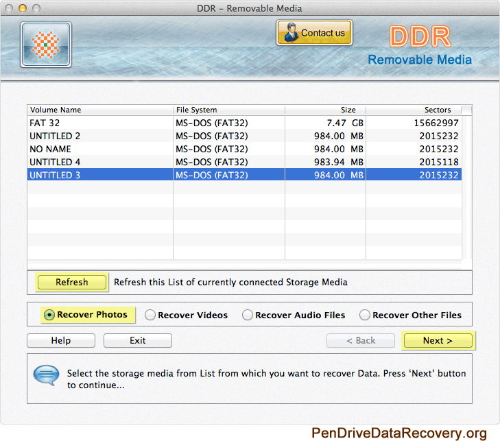 Mac Removable Media Data Recovery Software Screenshot