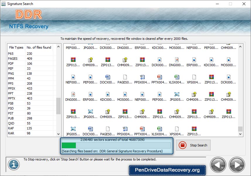 Files searching process is in progress