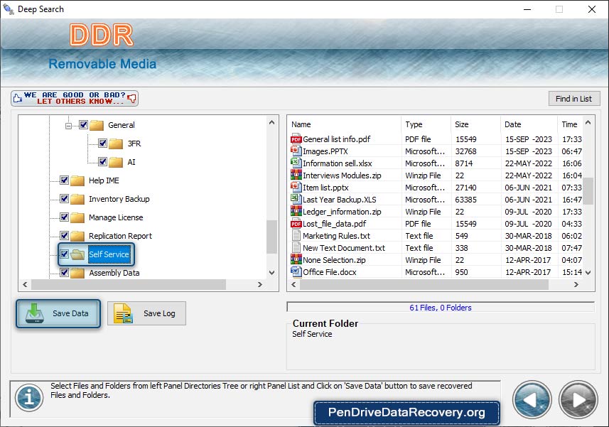 Removable Media Data Recovery Software Screenshot