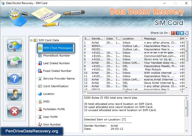 Sim Card Data Recovery Software Screenshot